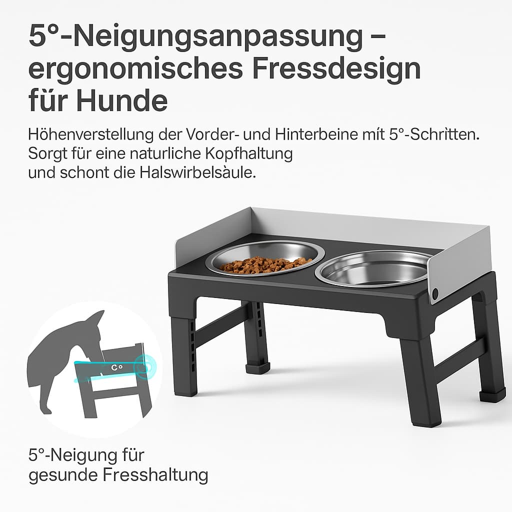 Verstellbarer Doppelnapf Hund – Erhöhter Futterständer mit Edelstahl - Schalen | Furrivio™ für Hunde & Katzen – jetzt bei Furrivio™ kaufen