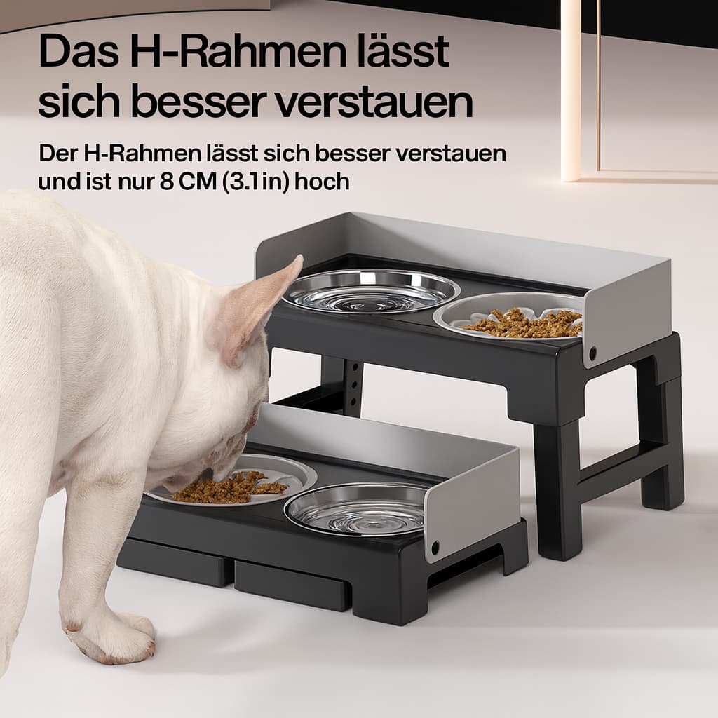 Verstellbarer Doppelnapf Hund – Erhöhter Futterständer mit Edelstahl - Schalen | Furrivio™ für Hunde & Katzen – jetzt bei Furrivio™ kaufen