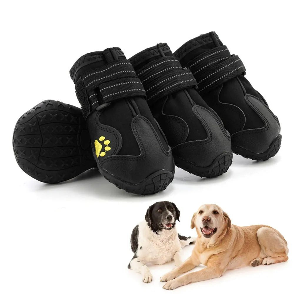 Wasserdichte Hundeschuhe | 4er Set Rutschfeste Pfotenschuhe mit Gummisohle, Reflektoren & Pfotenschutz für Winter | Furrivio™