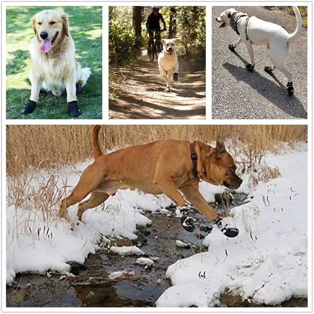 Wasserdichte Hundeschuhe | 4er Set Rutschfeste Pfotenschuhe mit Gummisohle, Reflektoren & Pfotenschutz für Winter | Furrivio™