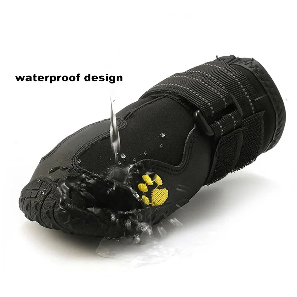 Wasserdichte Hundeschuhe | 4er Set Rutschfeste Pfotenschuhe mit Gummisohle, Reflektoren & Pfotenschutz für Winter | Furrivio™
